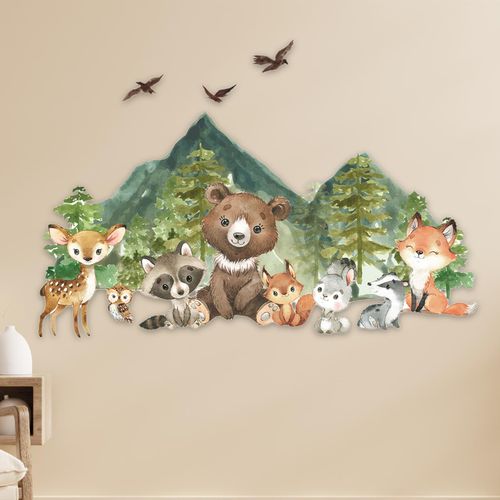 2 Animal Theme Nursery Wall Decal Self Sticky Home