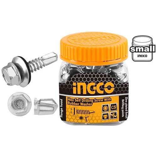 INGCO HWSS6302521 - Hex Self Drilling Screw With Rubber Washer - Orange