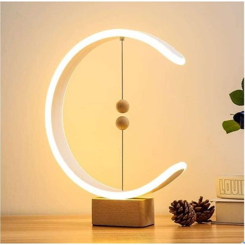 Modern USB Powered Heng Balance Lamp with Magnetic Floating Balls Switch, Modern Wooden Table Lamp,Decoration Night Lamp for Bedroom Living Room