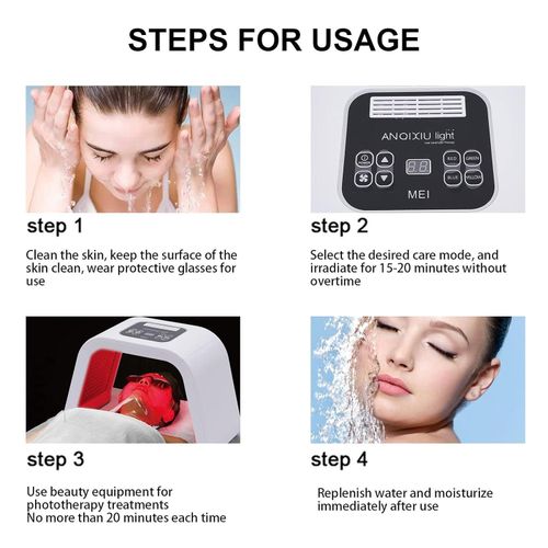7 Colours LED Mask Skin Care Machine, Light Beauty Lamp Rejuvenation Mask Device Professional Comedo Treatment Skin Wrinkle Removal Face Body Care Tools