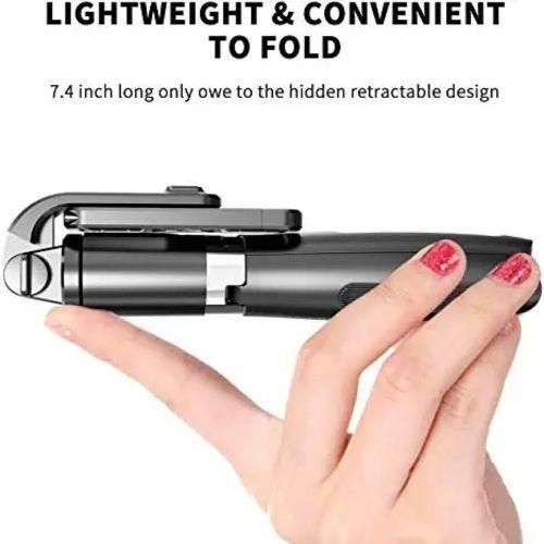4 in1 Wireless Selfie Stick with Bluetooth Remote and Mobile Tripod, Black.