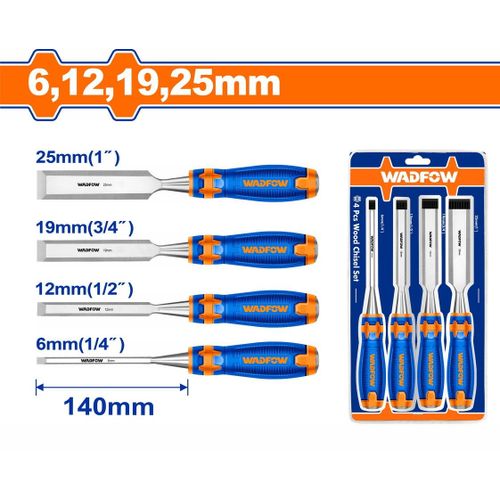 WADFOW WWC2204 - 4 Pcs Wood Chisel Set - Blue