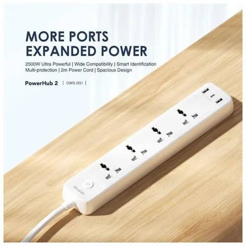 Oraimo Super 3 Port 3 USB Intelligent Surge Protector Socket - White