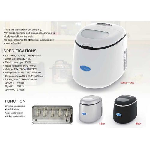 15Kg Ice Cube Maker 1.8 Litre Water Tank Capacity, 600G Ice Bin Capacity-Multicolor