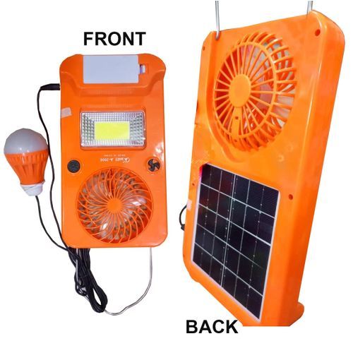 3 In 1 Rechargeable Solar Fan With LED Light + A Solar Bulb - Yellow