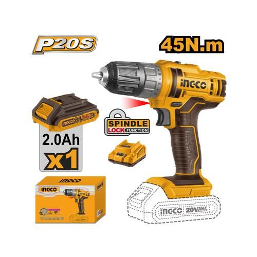 INGCO CDLI200518 - Lithium-Ion Cordless Drill - Orange