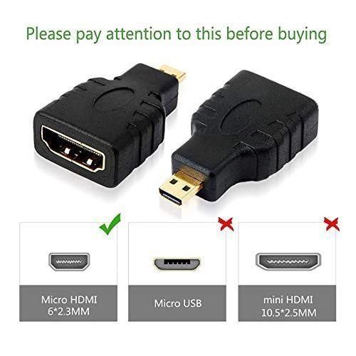 Micro HDMI to HDMI Adapter Connector HD 1080P Black