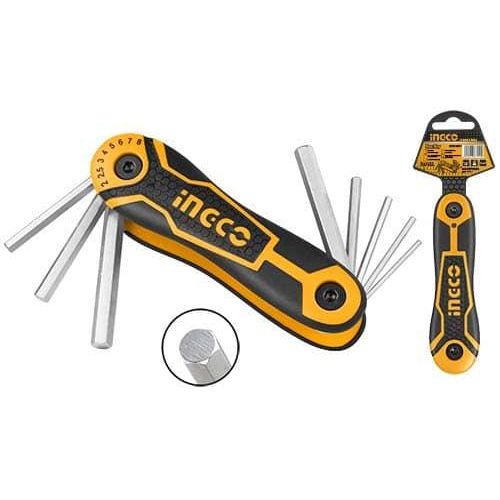 INGCO 8pcs Portable Folding Hex Key Adjustable - Orange / Black /Silver