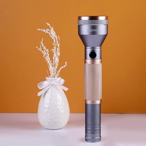 Geepas Rechargeable LED Flashlight with Power Bank, Sturdy Housing with 340 Lumens Bright Light-Multi