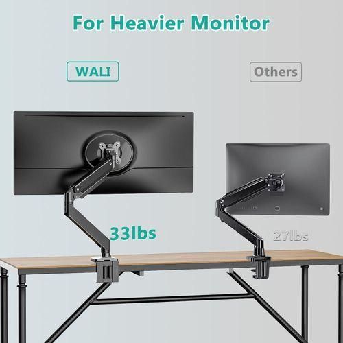 Single Monitor Desk Mount, Heavy Duty Monitor Arm for Ultrawide Screen up to 35 inch, 33 lbs. Fully Adjustable, Mounting Holes 75 and 100 (GSM001XL), Black