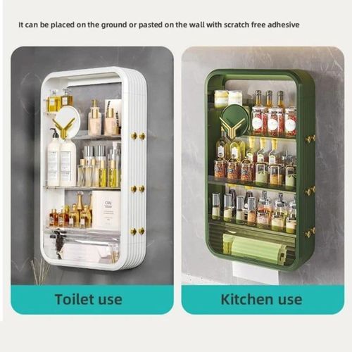Punch-free Bathroom Storage Rack Wall-Mounted Toiletries Bathroom Storage Rack Kitchen Organizer Stand Cosmetics Shelf