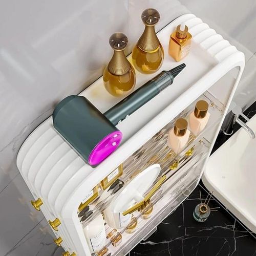Punch-free Bathroom Storage Rack Wall-Mounted Toiletries Bathroom Storage Rack Kitchen Organizer Stand Cosmetics Shelf