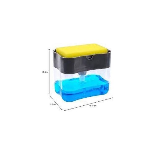 2 in 1 Countertop Dish Washing Liquid Soap Dispenser Pump With Sponge Holder Hand Sink Caddy Organiser Tidy- White.