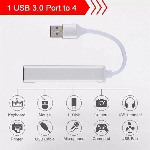 USB HUB 3 0 Adapter 4 Port USB 3.0 High Speed-Gray
