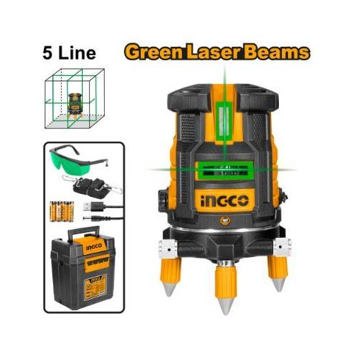 INGCO HLL305205 - Self-Leveling Line Laser(Green Laser Beams) - Orange