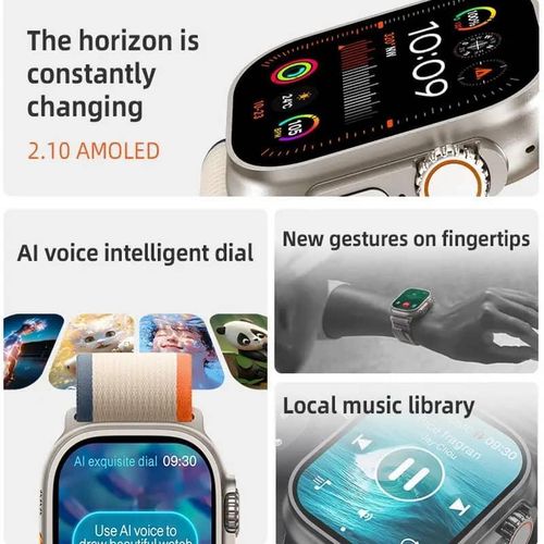 Amol FT9 New Smart watch /Amoled 2.2 Inches/Muslim Prayer Timing/Tasbih Counter/Quran Recitation/Smart Calling/Water Resistance/Health Monitoring/Voice Assistance/Heart rate/Blood Oxygen