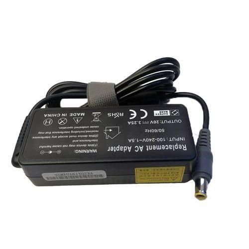 Round Pin  20V 3.25A  AC Laptop Adapter Charger Plus Power Cable - Black