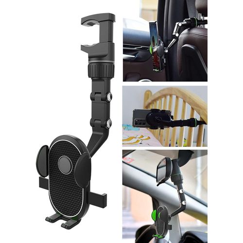 Car Mirror Phone Holder Mount, Upgraded Multifunctional Pop Rearview Mirror Phone Holder Car Accessories, 360&deg; Car Rearview Mirror Mount Phone GPS Holder Cell Phone Stand for Car Desk Gray