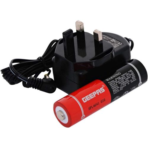 Geepas Aluminum Rechargeable Flashlight Torch - Black