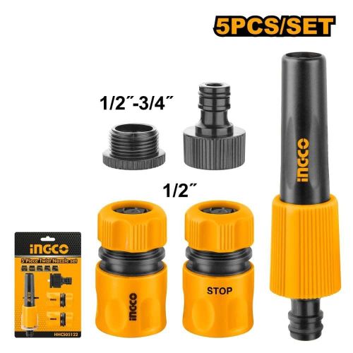 INGCO 5 Piece Twist Nozzle Set - Black & Orange