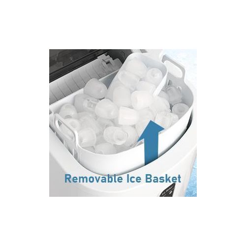 Ice Maker Machine for Countertop, Summer Chill on Ice, 9 ice Cubes in 6-8 Minutes, 26 Pounds in 24 Hours, Portable Electric Ice Cube Makers Counter Top Decent Snowy White with Scoop and Basket