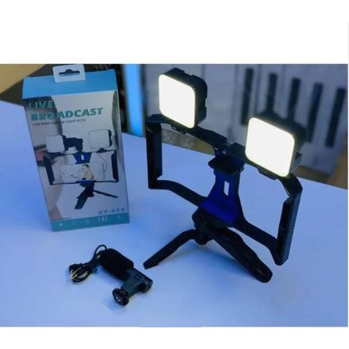 Vlogging Live Streaming Phone Broadcaster, Video Kit -Black