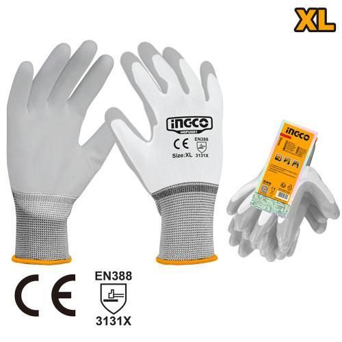 INGCO HGPUG01 - Pu Coated Gloves - White