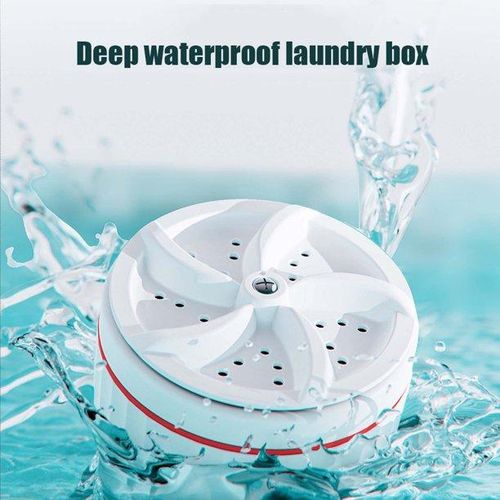 Portable Washing Machine Rotating Mini Ultrasonic Turbine Washer for Travel- White.