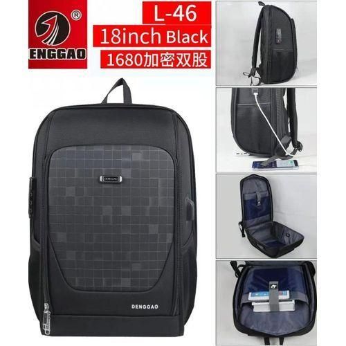 Anti Theft Multi-Design Travel Laptop Student Bookbag Backpack Bag18 Inch, Black.