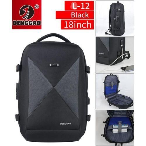 Anti Theft Multi-Design Travel Laptop Student Bookbag Backpack Bag18 Inch, Black.