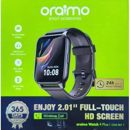 Watch 4 Plus OSW-801 Watch 4 Plus Bluetooth Call Smart Watch 2.01inch HD Display Fitness Tracker with Heart Rate Sleep Monitor Pedometer IP68 Waterproof- Black