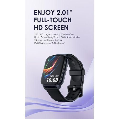 Watch 4 Plus OSW-801 Watch 4 Plus Bluetooth Call Smart Watch 2.01inch HD Display Fitness Tracker with Heart Rate Sleep Monitor Pedometer IP68 Waterproof- Black