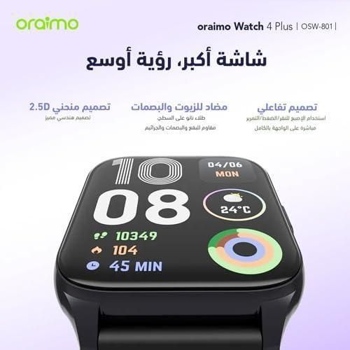 Watch 4 Plus OSW-801 Watch 4 Plus Bluetooth Call Smart Watch 2.01inch HD Display Fitness Tracker with Heart Rate Sleep Monitor Pedometer IP68 Waterproof- Black
