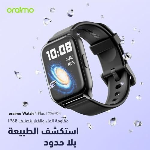 Watch 4 Plus OSW-801 Watch 4 Plus Bluetooth Call Smart Watch 2.01inch HD Display Fitness Tracker with Heart Rate Sleep Monitor Pedometer IP68 Waterproof- Black