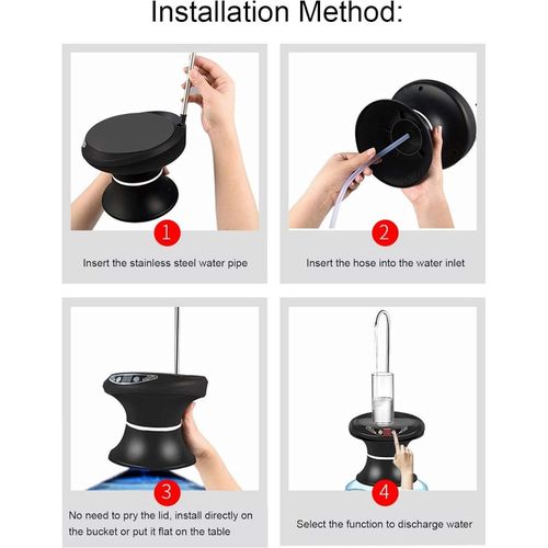 Electric Water Bottle Pump Intelligent 5 Gears Stainless Steel Tube Quantitative Effluent Water Bottle Dispenser Dual Purpose for Home For Home Office Outdoor Camping  USB Rechargeable Drinking-Water Dispenser Pump- Multicolor