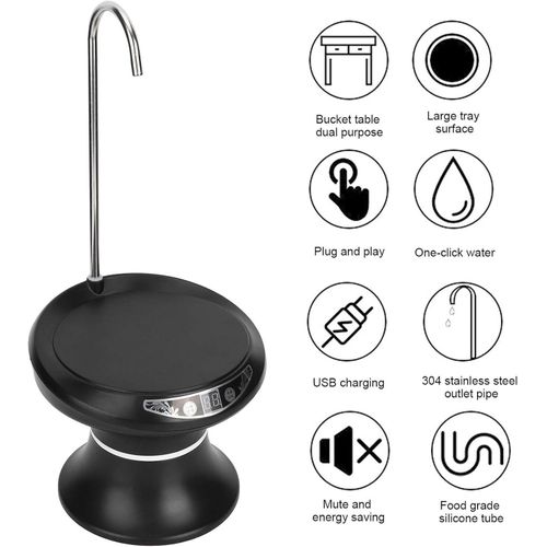 Electric Water Bottle Pump Intelligent 5 Gears Stainless Steel Tube Quantitative Effluent Water Bottle Dispenser Dual Purpose for Home For Home Office Outdoor Camping  USB Rechargeable Drinking-Water Dispenser Pump- Multicolor