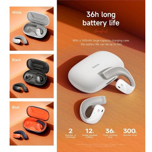 Earbuds EQ4 TWS Open Ear Air Conduction True Wireless Earphones Sport Wireless Headphone  Bluetooth 5.3  13MM Driver Bass Boost Upto 12hrs Play Time  Gaming Headset- Multicolor