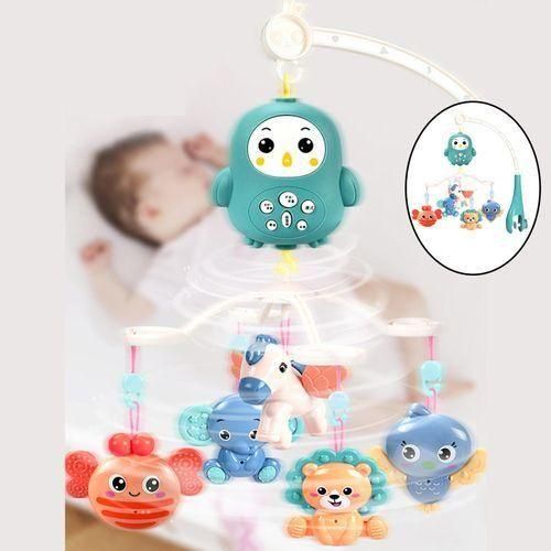 Baby Crib Mobiles Remote Control Baby Rattles Toy With Music Green