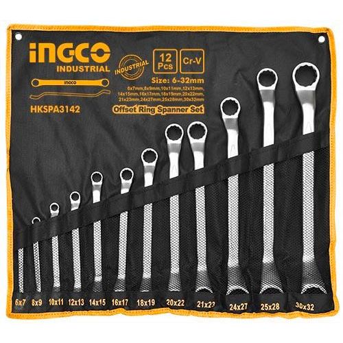 INGCO HKSPA3142 - Offset Ring Spanner Set - Orange