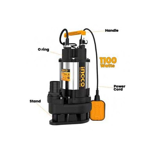 INGCO Water Submersible Pump 1100W SPDS11008-5 - Silver & Black