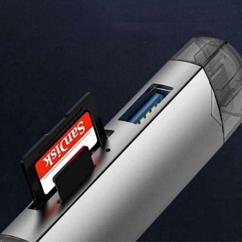 6 in 1 Multifunctional USB 3.0 Card Reader With Type c, type b And TF Card Reader With inbuild usb hub