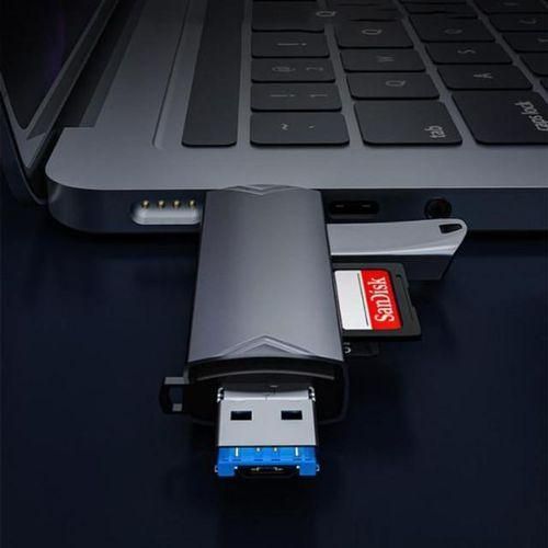 6 in 1 Multifunctional USB 3.0 Card Reader With Type c, type b And TF Card Reader With inbuild usb hub