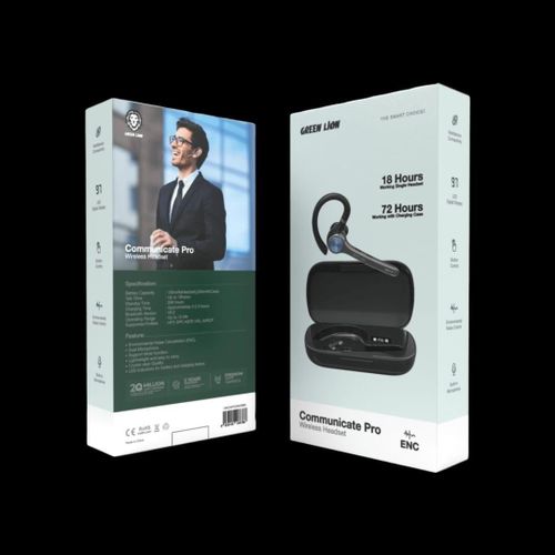 Communicate Pro Wireless Headset Talktime Bluetooth Earpiece Hands Free Earpiece with ENC Noise Cancelling Mic, LED Display, Wireless Headset IP7 Waterproof, bluetooth earphones for Driving Business- Black