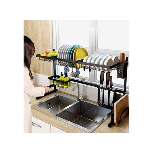 Dish Drying Draining Rack, Over The Sink Display Stand Utensils Storage Organizer -Black.