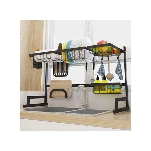 Dish Drying Draining Rack, Over The Sink Display Stand Utensils Storage Organizer -Black.