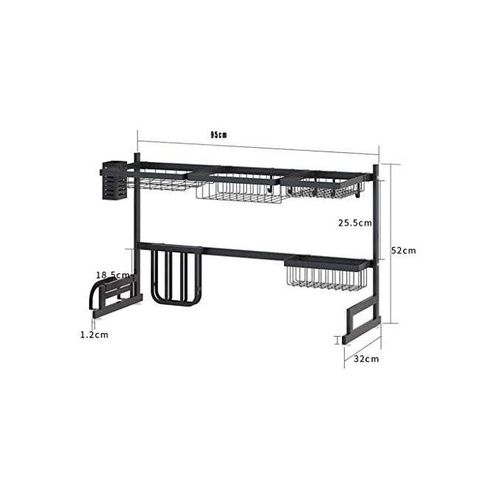 Dish Drying Draining Rack, Over The Sink Display Stand Utensils Storage Organizer -Black.