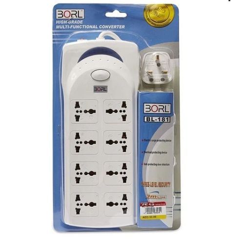 Borl High Grade 8 Ways Heavy Duty Extension Socket - White