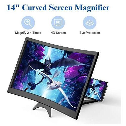 Curved Magnifier for Cell Phone -3D HD Magnifing Projector Screen, Black.