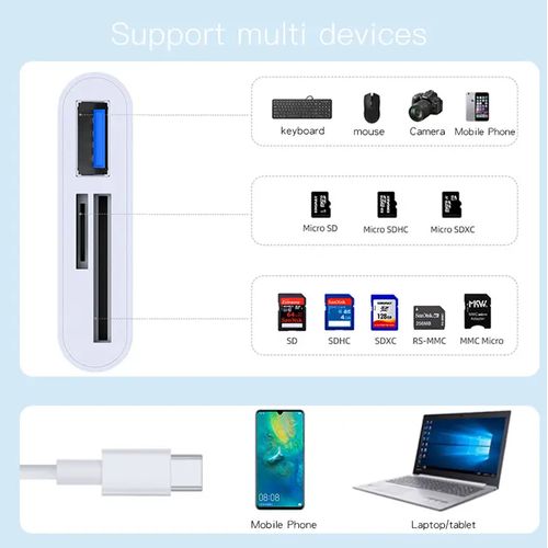3 in 1 Type C SD TF Card Reader