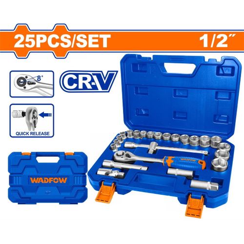 WADFOW WST2D25 - 25 Pcs 1/2" Socket Set - Blue